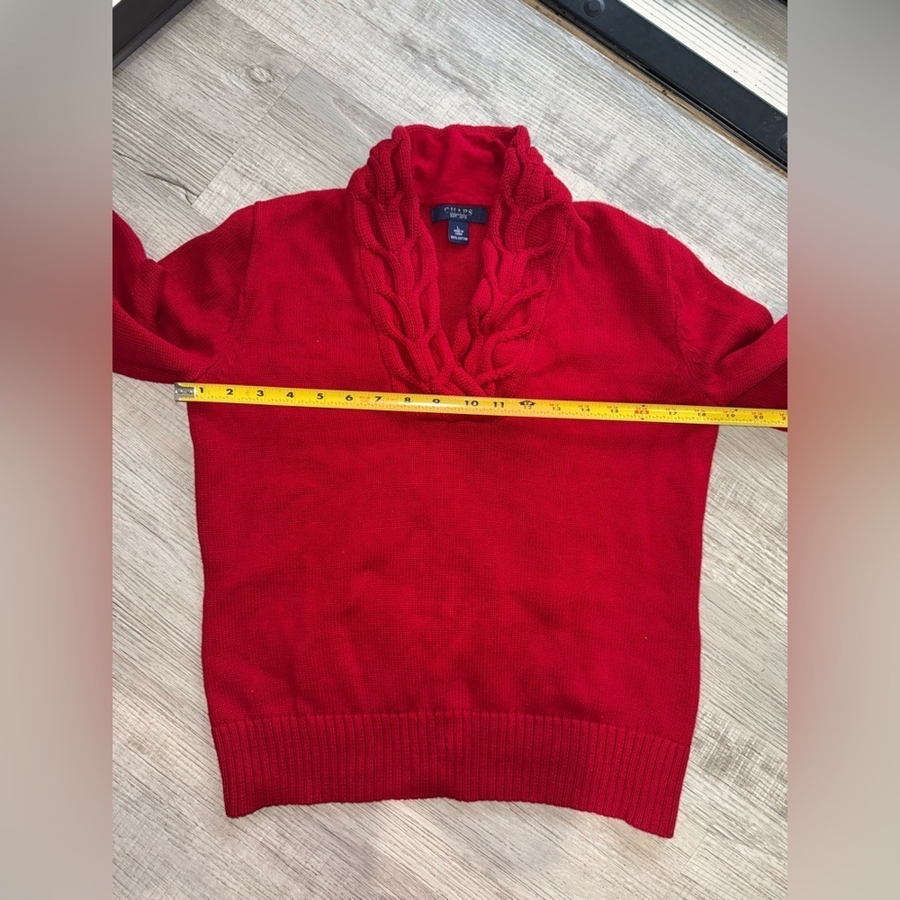 Chaps women’s Vibrant Red Cowl Neck Sweater size L 100%cotton - Picture 6 of 11